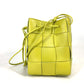 BOTTEGA VENETA 680218 Small Cassette Crossbody Bucket Bag, Crossbody Bucket Pochette Shoulder Bag in Calfskin Leather, Kiwi and Light Green