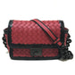 BOTTEGA VENETA 339270 Intrecciato Mini Chain Shoulder Bag in Lambskin, Red and Black