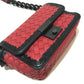 BOTTEGA VENETA 339270 Intrecciato Mini Chain Shoulder Bag in Lambskin, Red and Black
