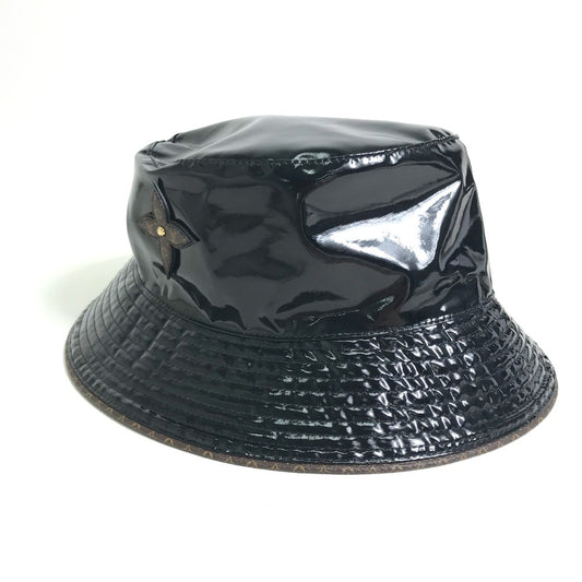 LOUIS VUITTON M77020 モノグラムフラワー ボブ レイニー デイ 帽子 2021-2022AW ハット エナメル ユニセックス ブラック