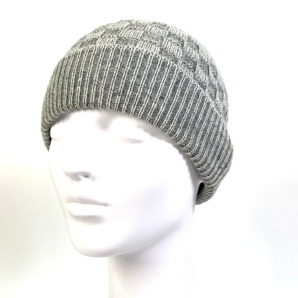 LOUIS VUITTON Damier Beanie, Wool Knit Hat, Gray, Women's, Fashion Accessories/Apparel