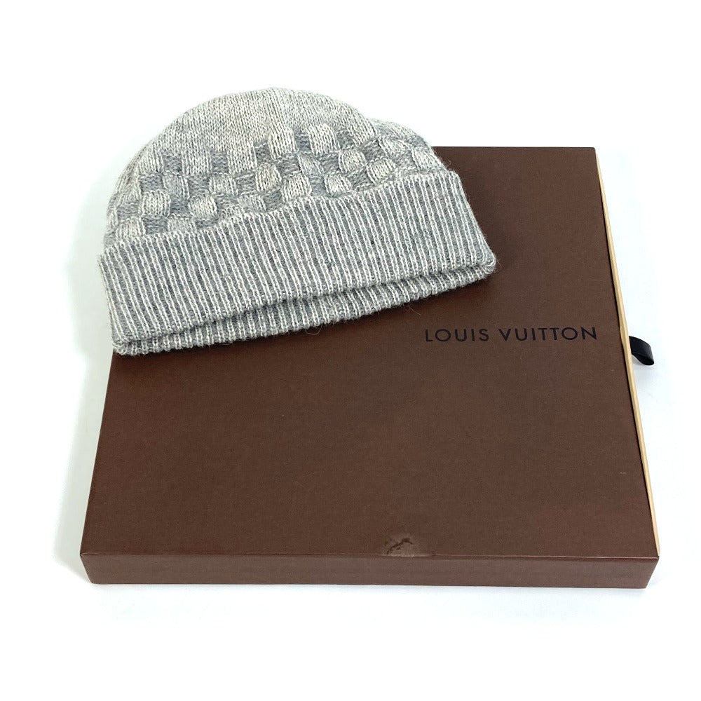 LOUIS VUITTON Damier Beanie, Wool Knit Hat, Gray, Women's, Fashion Accessories/Apparel