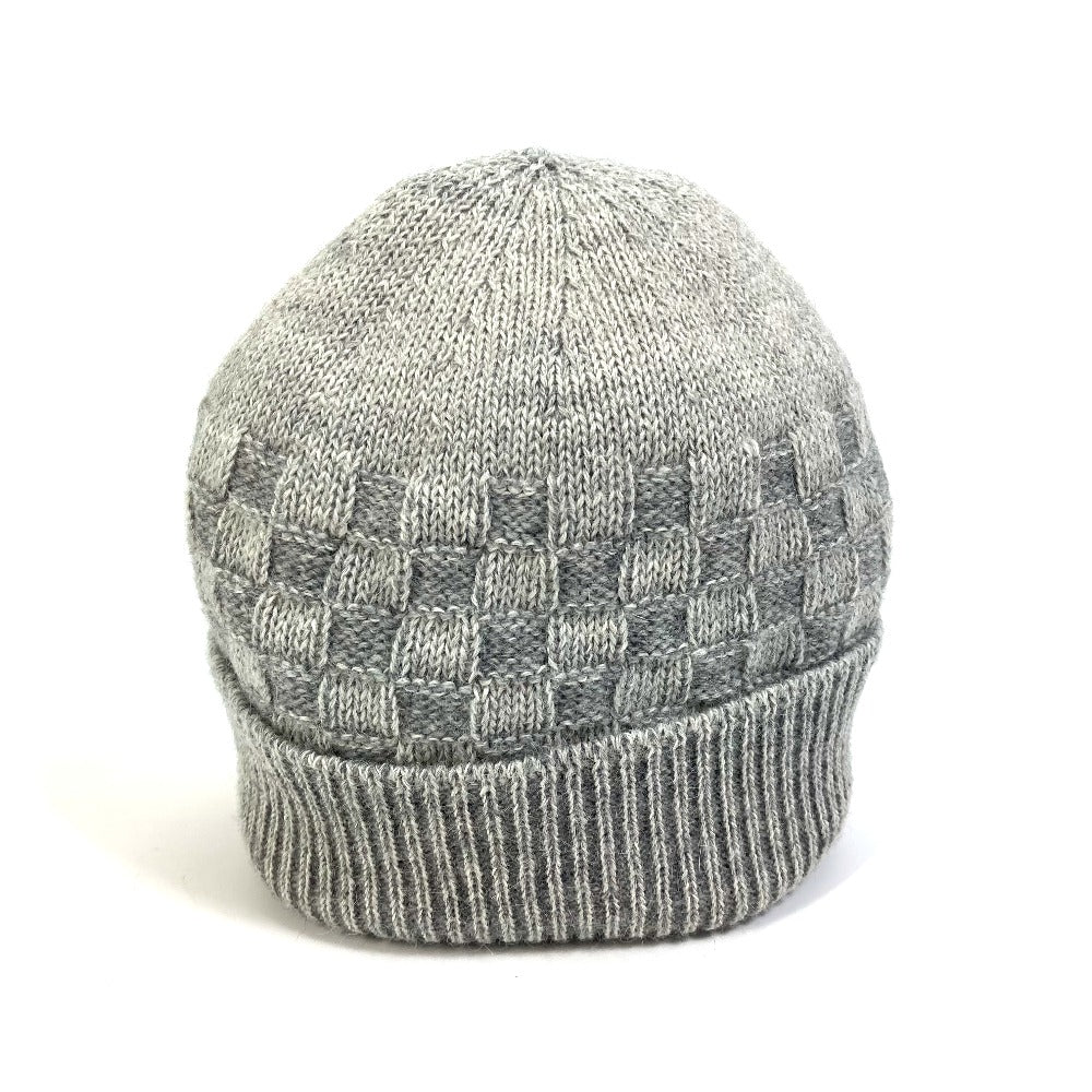LOUIS VUITTON Damier Beanie, Wool Knit Hat, Gray, Women's, Fashion Accessories/Apparel