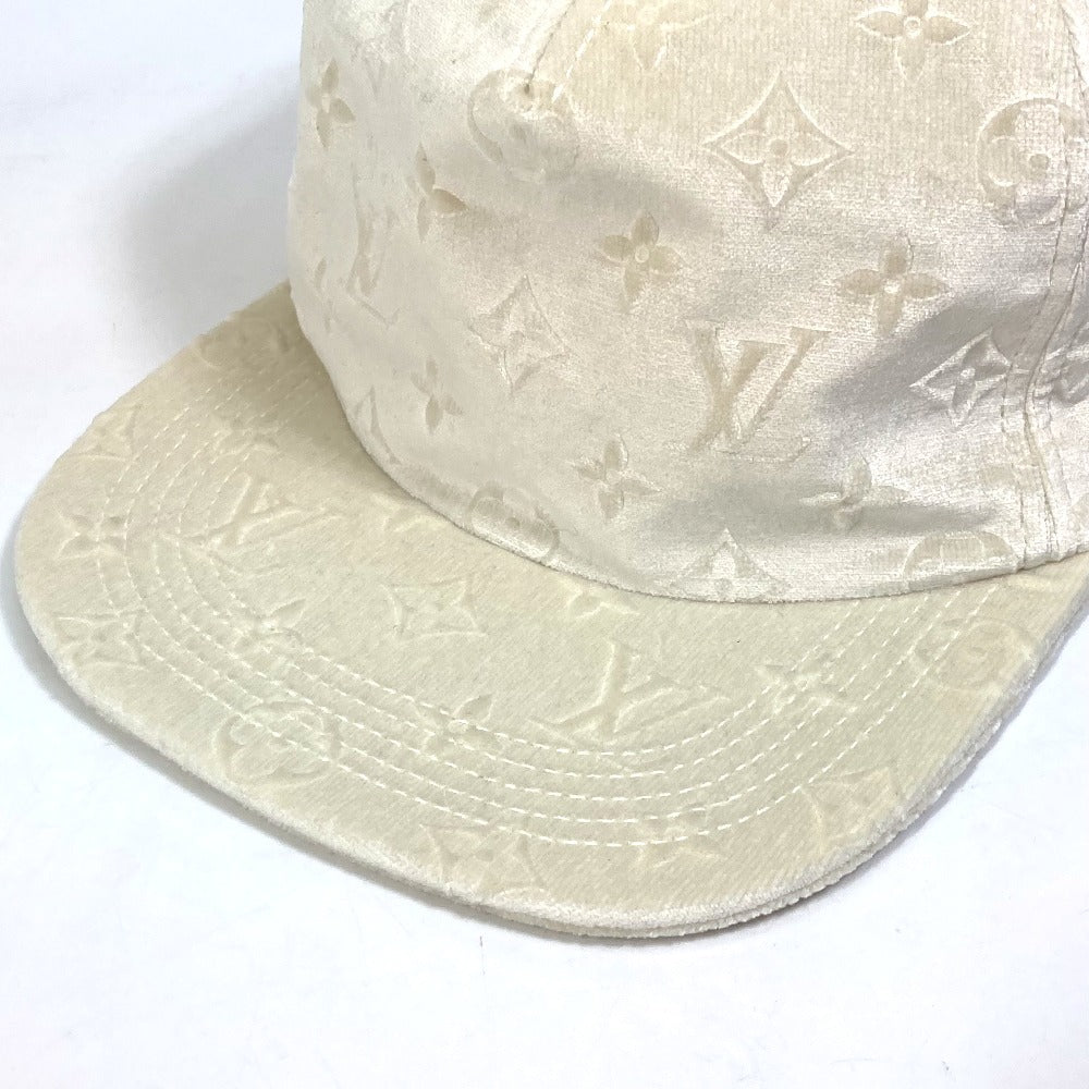 LOUIS VUITTON MP3421 Monogram Velvet Newsboy Cap, Men's, Brown White, Polyester