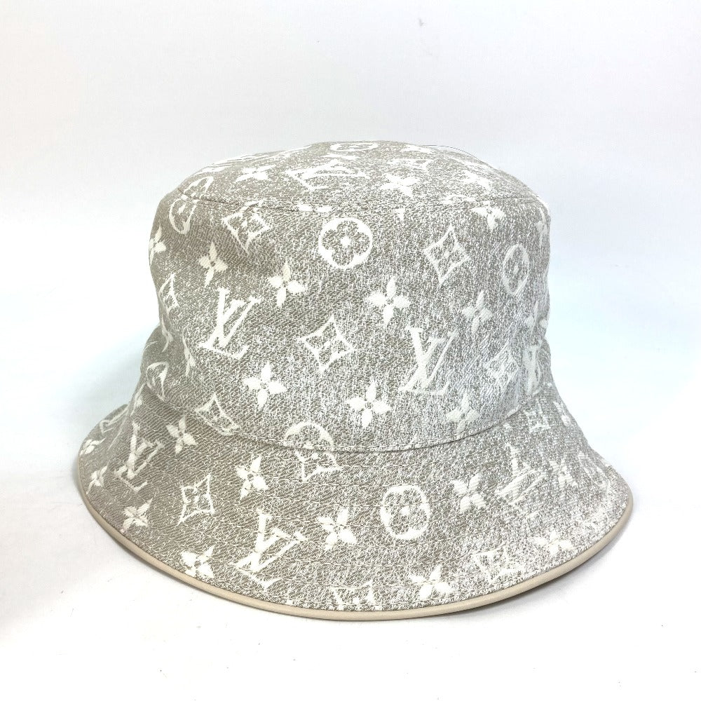 LOUIS VUITTON M7058S Monogram Jacquard Denim Bucket Hat, Nylon, Women's, Beige