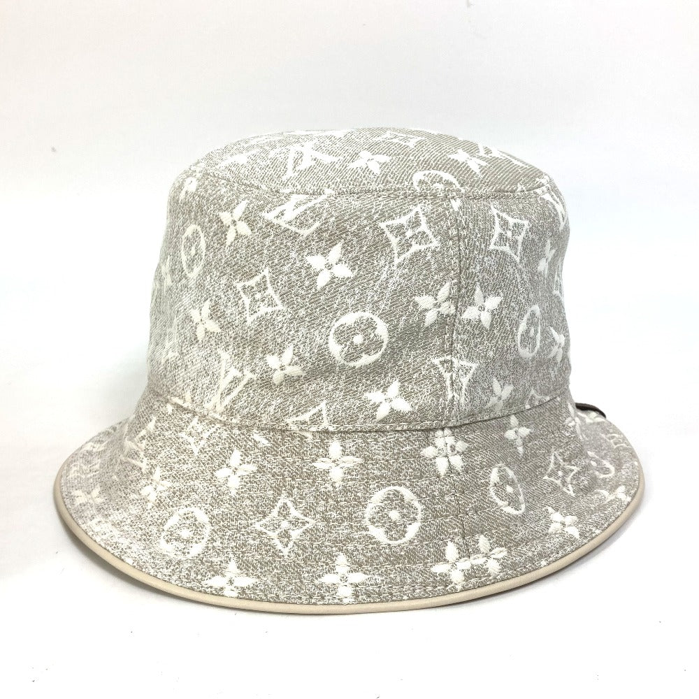 LOUIS VUITTON M7058S Monogram Jacquard Denim Bucket Hat, Nylon, Women's, Beige