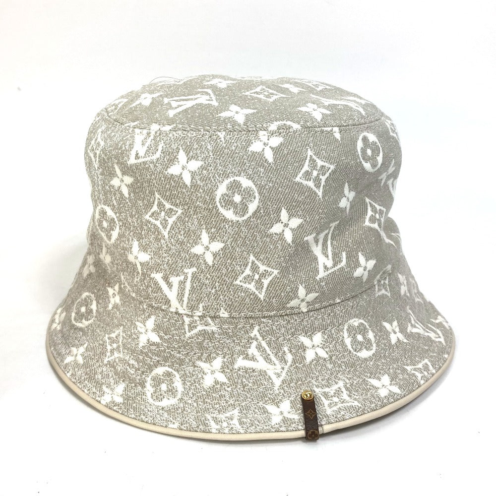 LOUIS VUITTON M7058S Monogram Jacquard Denim Bucket Hat, Nylon, Women's, Beige