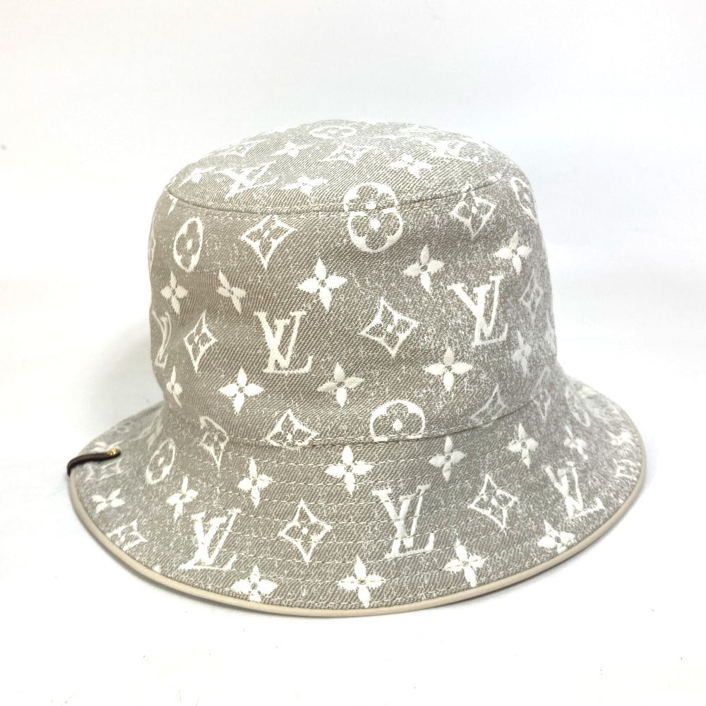 LOUIS VUITTON M7058S Monogram Jacquard Denim Bucket Hat, Nylon, Women's, Beige