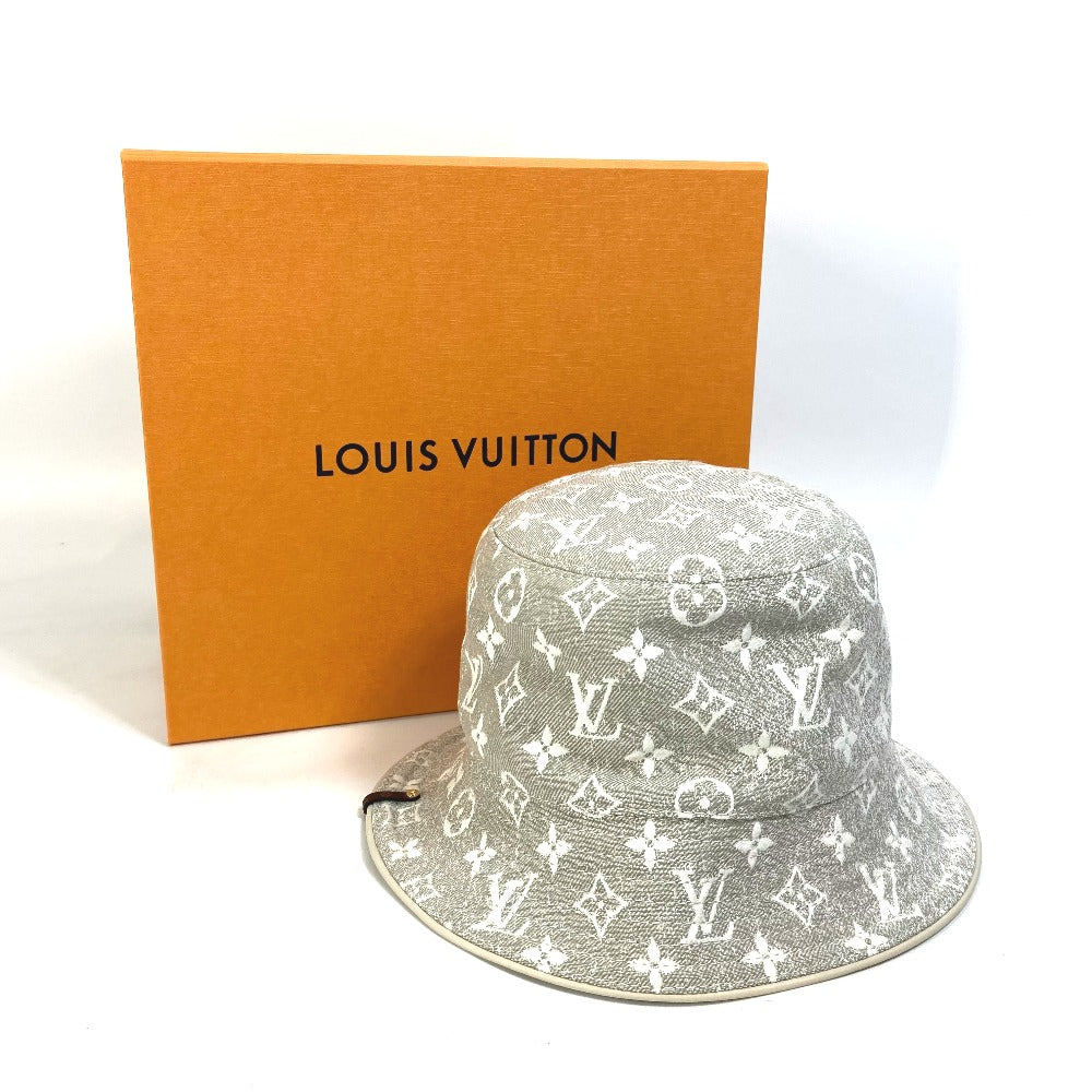 LOUIS VUITTON M7058S Monogram Jacquard Denim Bucket Hat, Nylon, Women's, Beige