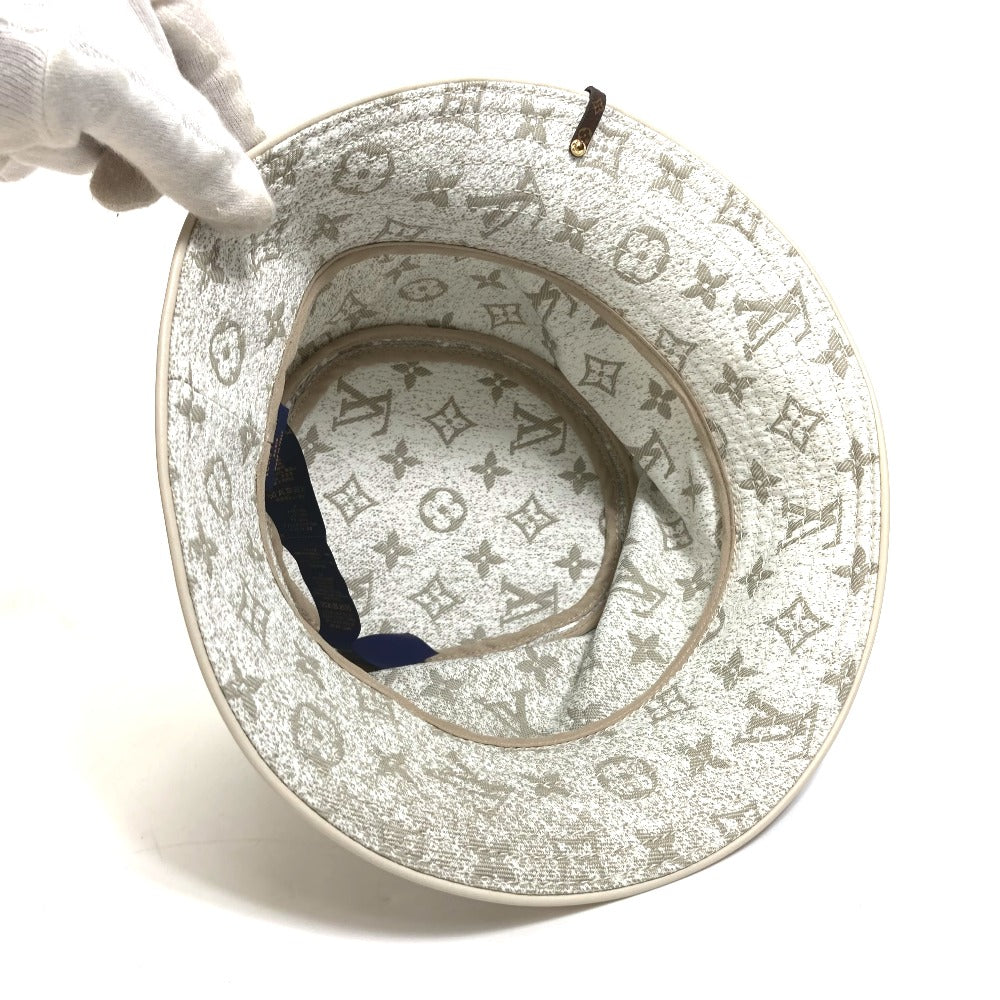 LOUIS VUITTON M7058S Monogram Jacquard Denim Bucket Hat, Nylon, Women's, Beige