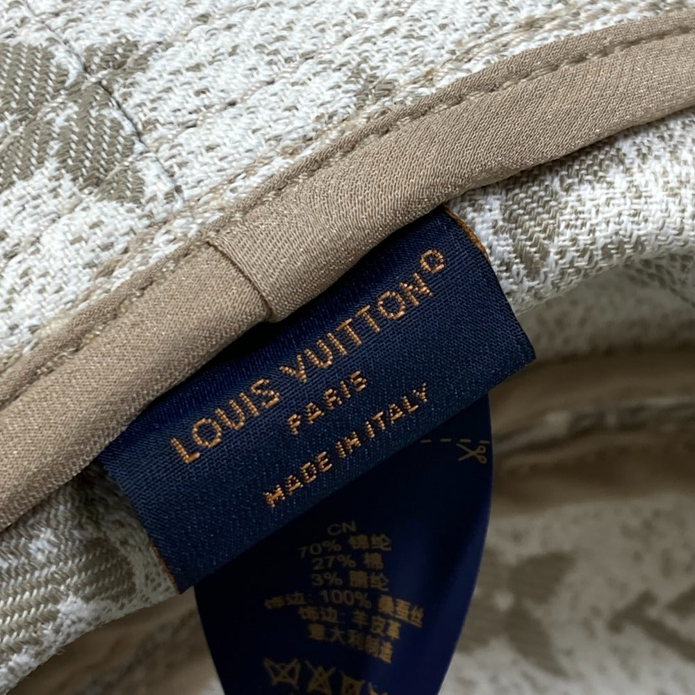 LOUIS VUITTON M7058S Monogram Jacquard Denim Bucket Hat, Nylon, Women's, Beige