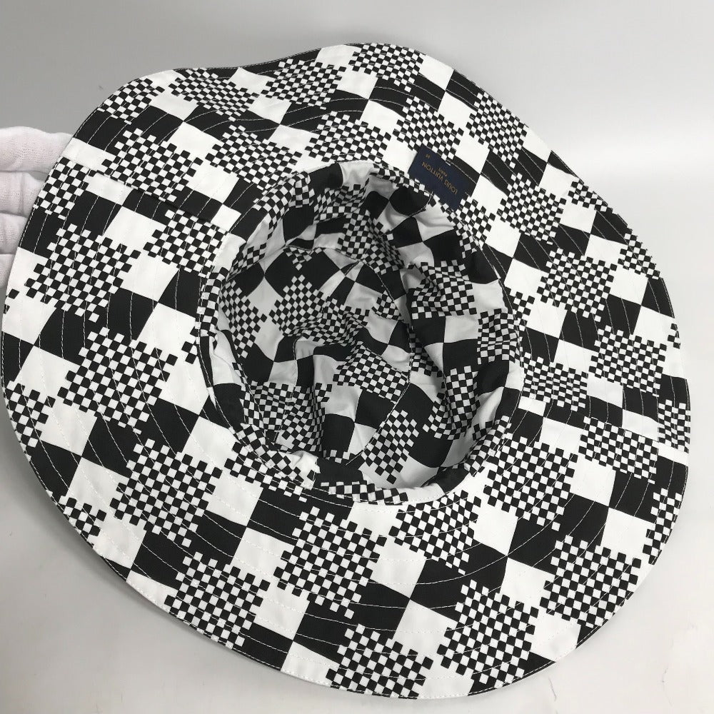LOUIS VUITTON MP2965 Distorted Damier Hat, Bucket Hat, Bob Hat, Polyester, Men's, Black