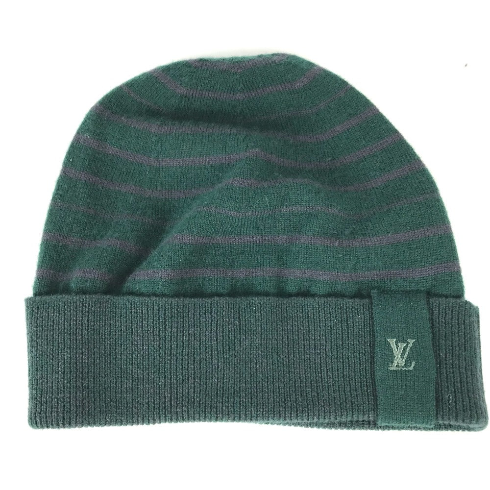 LOUIS VUITTON LV logo striped beanie hat, knit cap, wool knit hat, women's, green