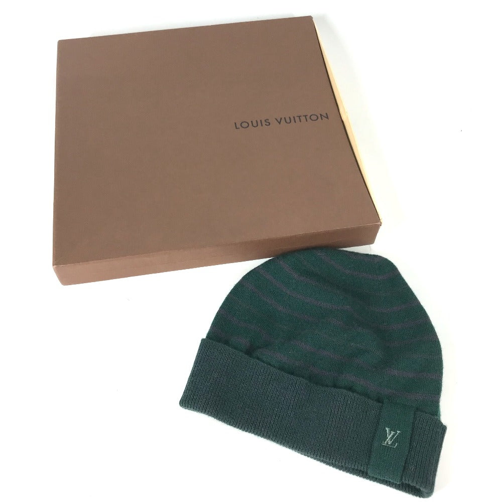 LOUIS VUITTON LV logo striped beanie hat, knit cap, wool knit hat, women's, green