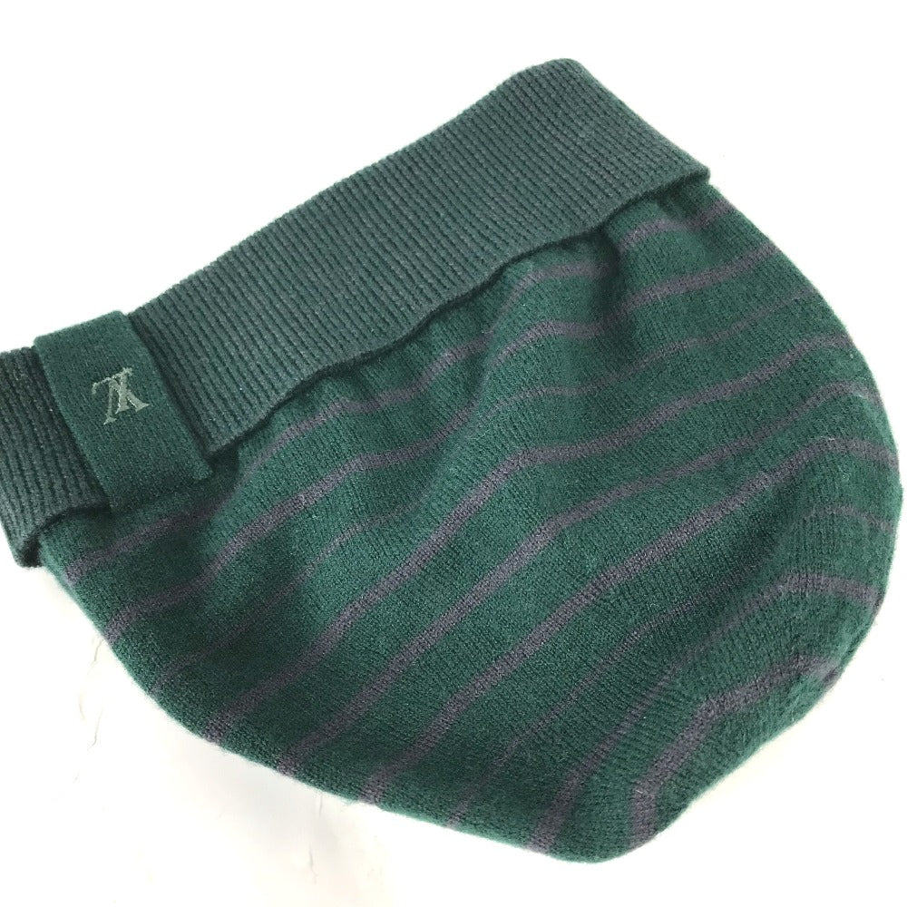 LOUIS VUITTON LV logo striped beanie hat, knit cap, wool knit hat, women's, green