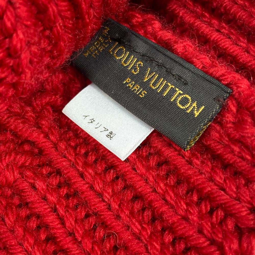 LOUIS VUITTON 缶バッジ ポネコンスタンス ビーニー 帽子 ニット帽 ニットキャップ ニット帽 ウール レディース レッド