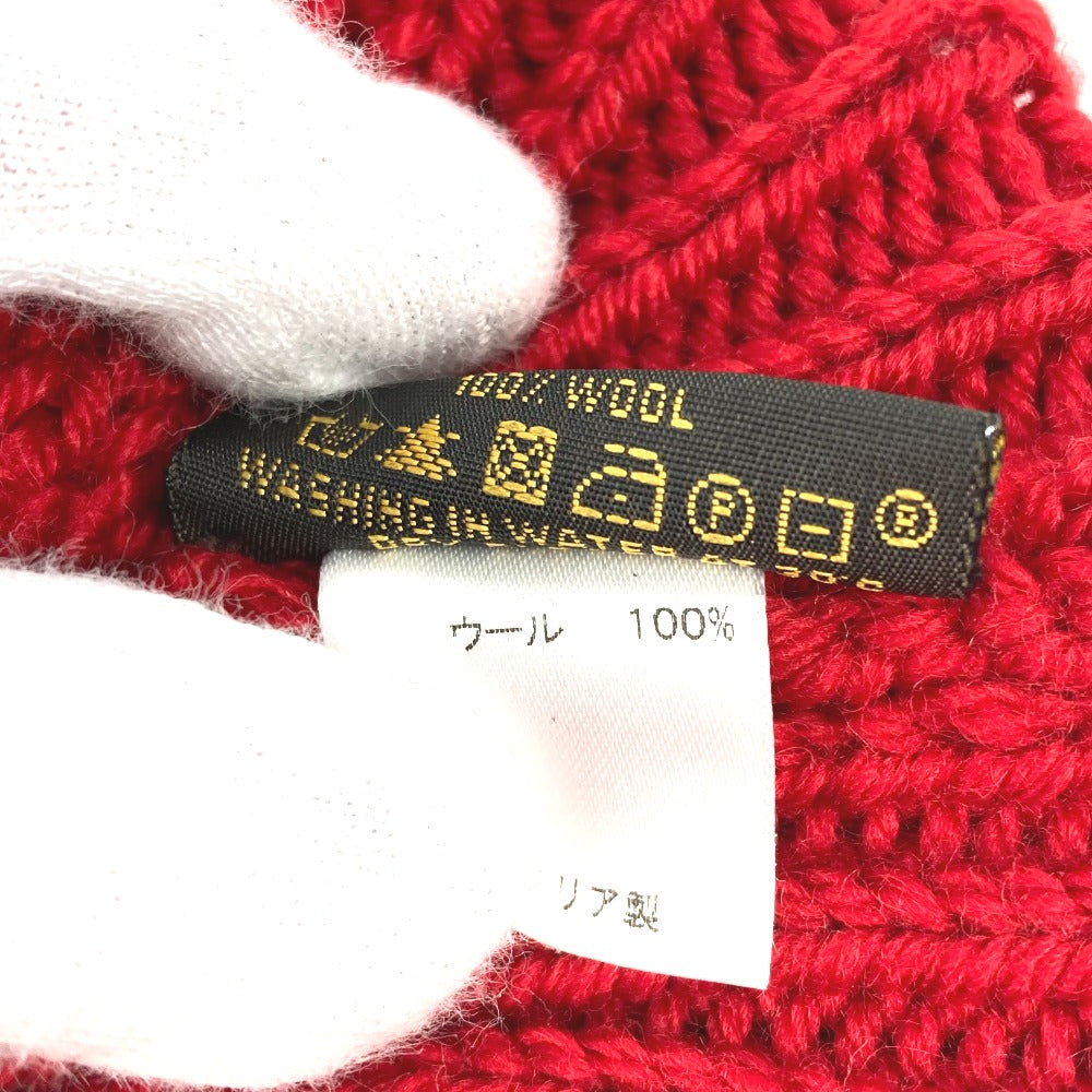 LOUIS VUITTON 缶バッジ ポネコンスタンス ビーニー 帽子 ニット帽 ニットキャップ ニット帽 ウール レディース レッド