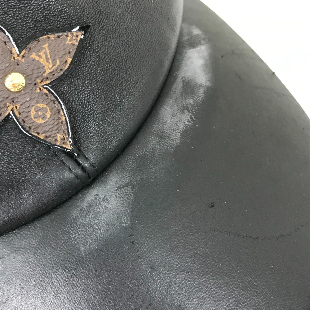 LOUIS VUITTON M76950 モノグラムフラワー キャップ・プレイ 帽子 キャップ帽 ベースボール キャップ レザー メンズ ブラック
