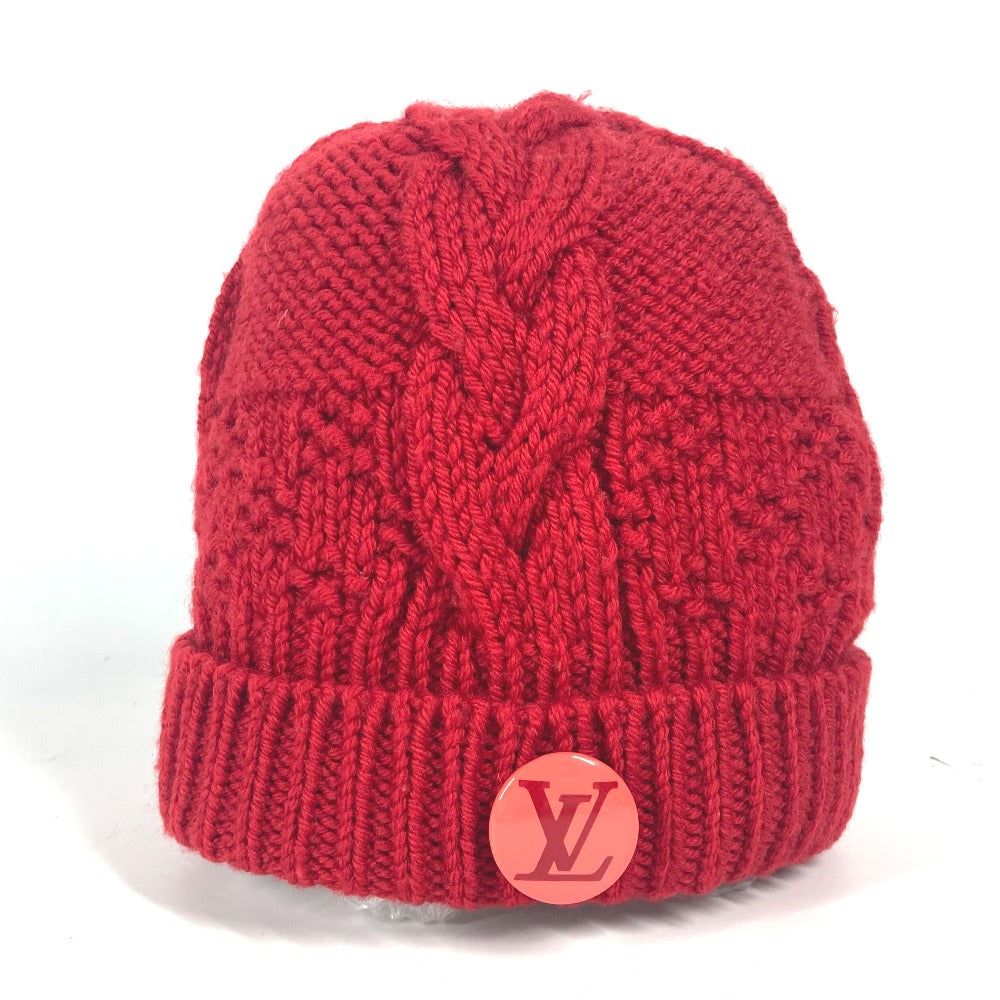 LOUIS VUITTON 缶バッジ付き ポネコンスタンス ビーニー 帽子 ニット帽 ニットキャップ ニット帽 ウール レディース レッド - brandshop-reference