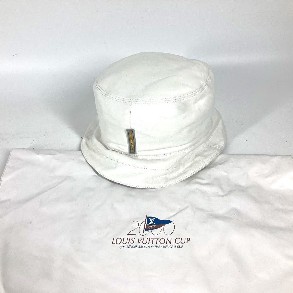 LOUIS VUITTON LVCUP ルイヴィトンカップ ロゴ ハット帽 帽子 バケットハット ボブハット ハット レザー メンズ ホワイト