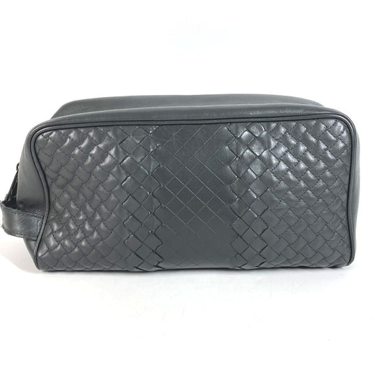 BOTTEGA VENETA イントレチャート クラッチバッグ カバン ポーチ セカンドバッグ レザー ユニセックス ダークグレー系