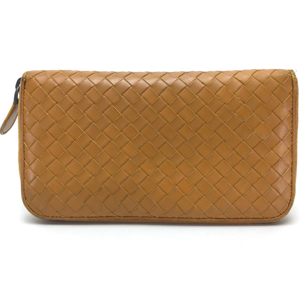 BOTTEGA VENETA Intrecciato Zip-Around Wallet, Lambskin, Women's, Orange
