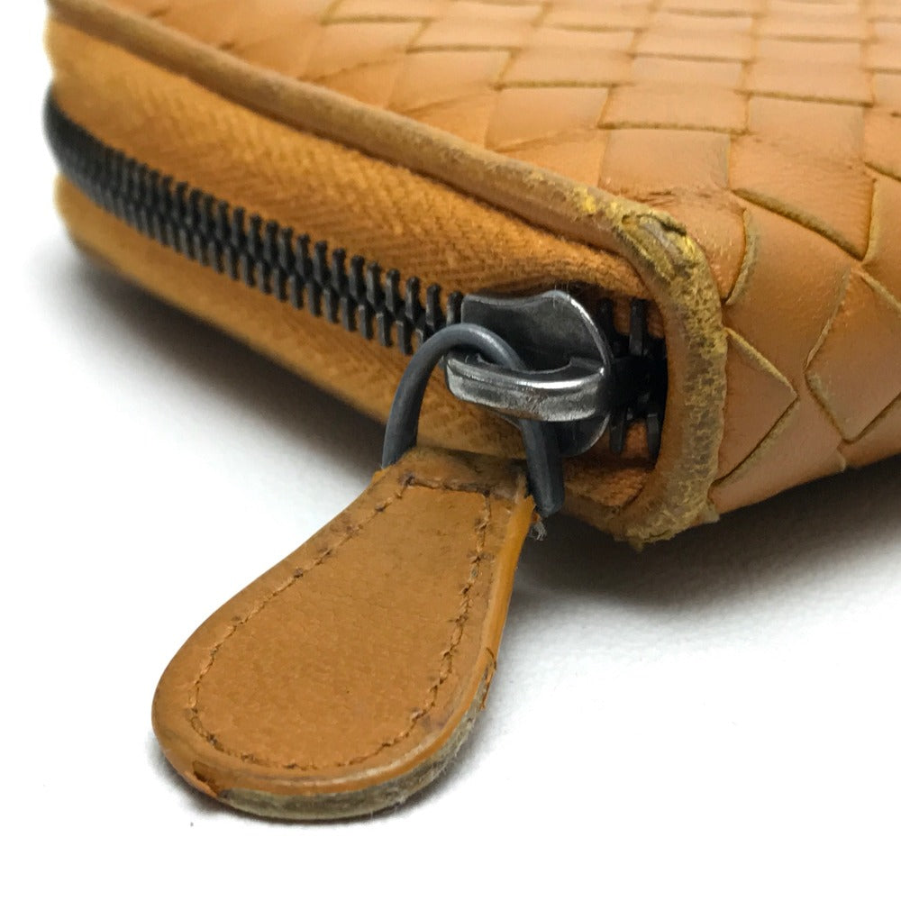 BOTTEGA VENETA Intrecciato Zip-Around Wallet, Lambskin, Women's, Orange