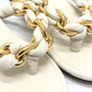 BOTTEGA VENETA チェーン トング サンダル 靴 シューズ フラット サンダル レザー レディース ホワイト
