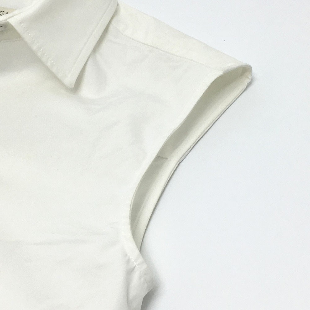 BOTTEGA VENETA 600083VKECO Women's White Cotton Bi-Flap Shirt, Sleeveless, Dress Shirt, Short Sleeve
