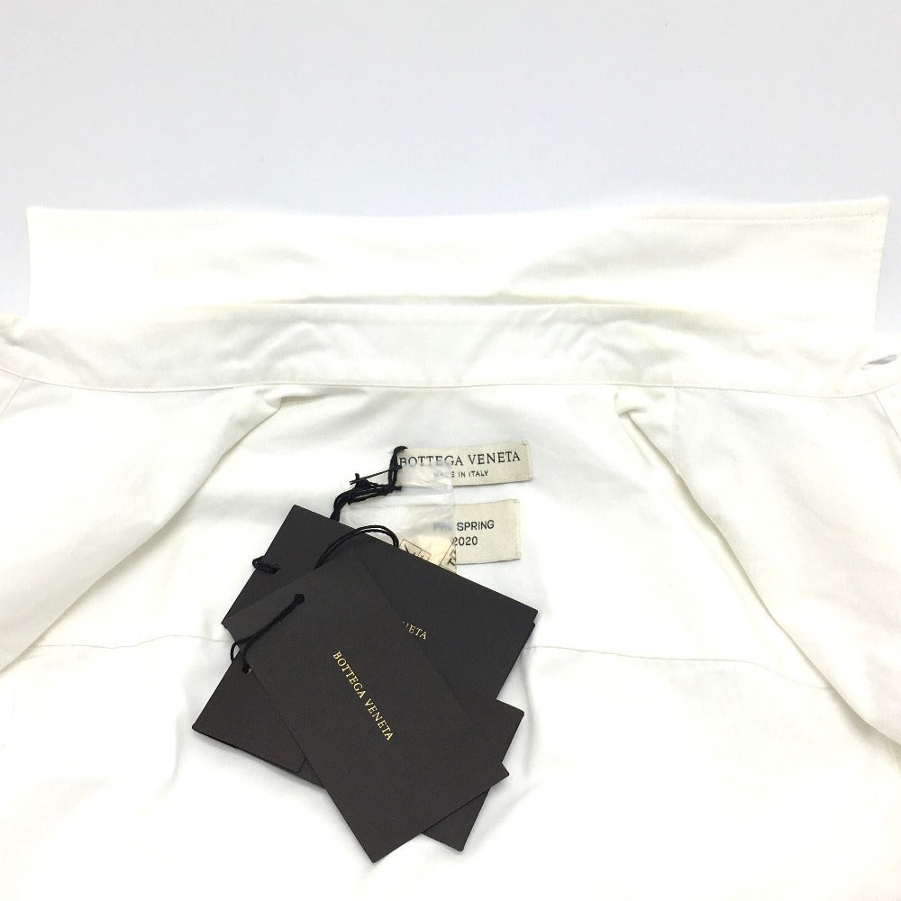 BOTTEGA VENETA 600083VKECO Women's White Cotton Bi-Flap Shirt, Sleeveless, Dress Shirt, Short Sleeve