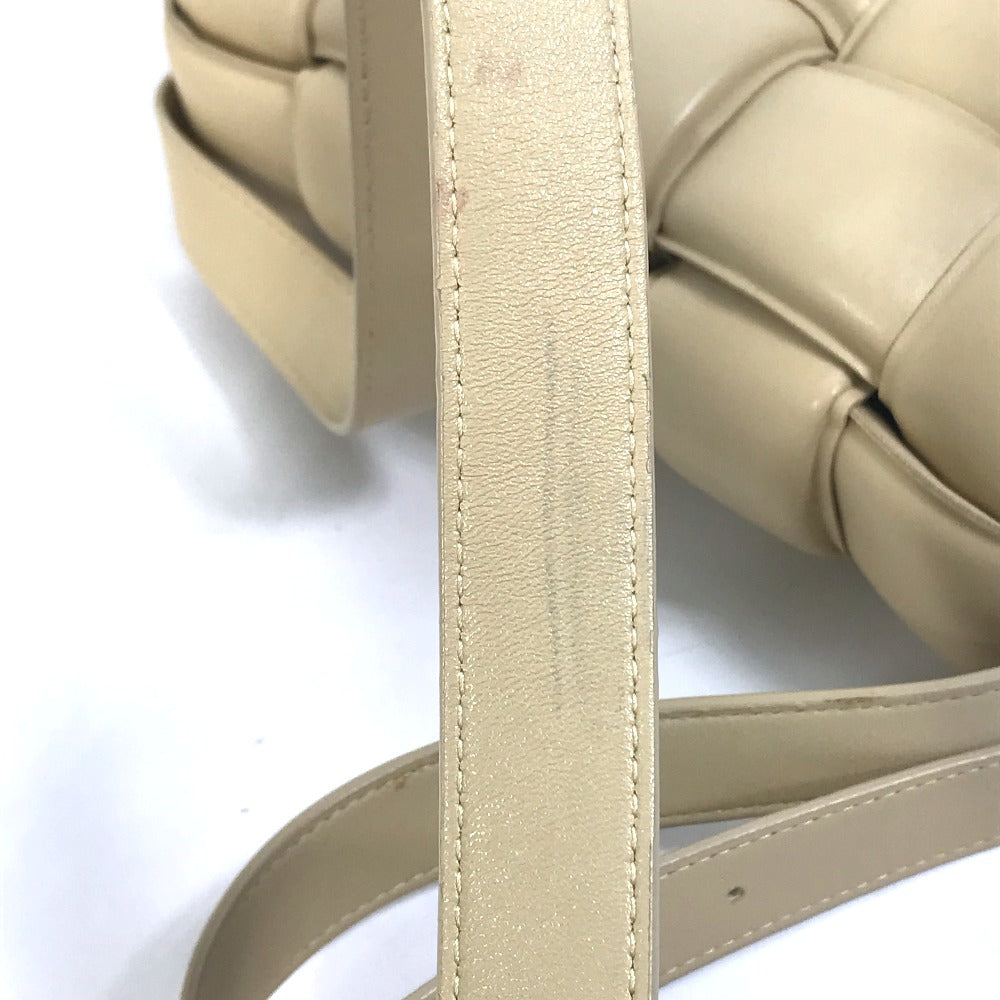 BOTTEGA VENETA 717506 Padded Cassette Shoulder Bag in Beige Leather