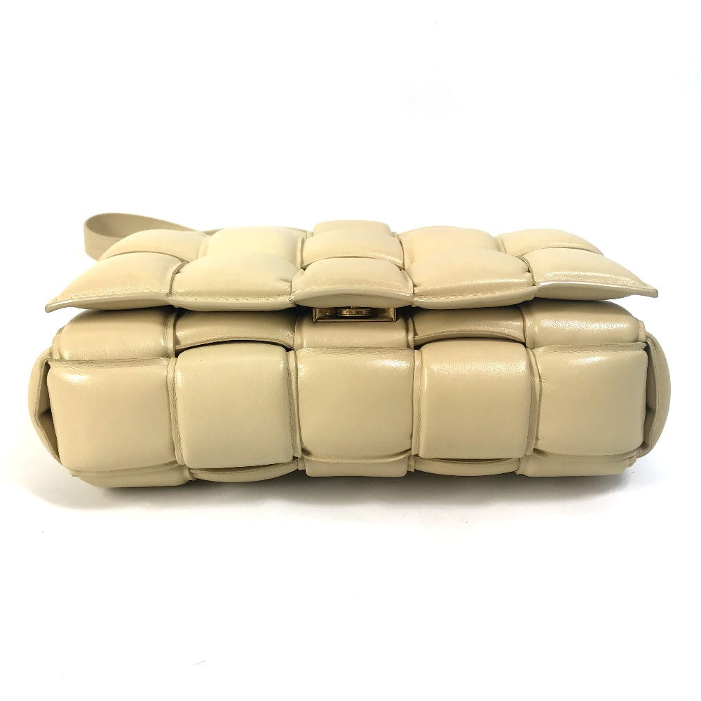 BOTTEGA VENETA 717506 Padded Cassette Shoulder Bag in Beige Leather