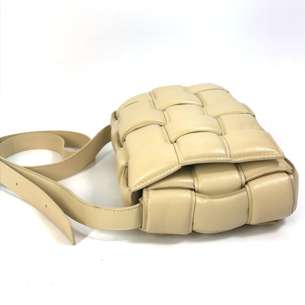BOTTEGA VENETA 717506 Padded Cassette Shoulder Bag in Beige Leather