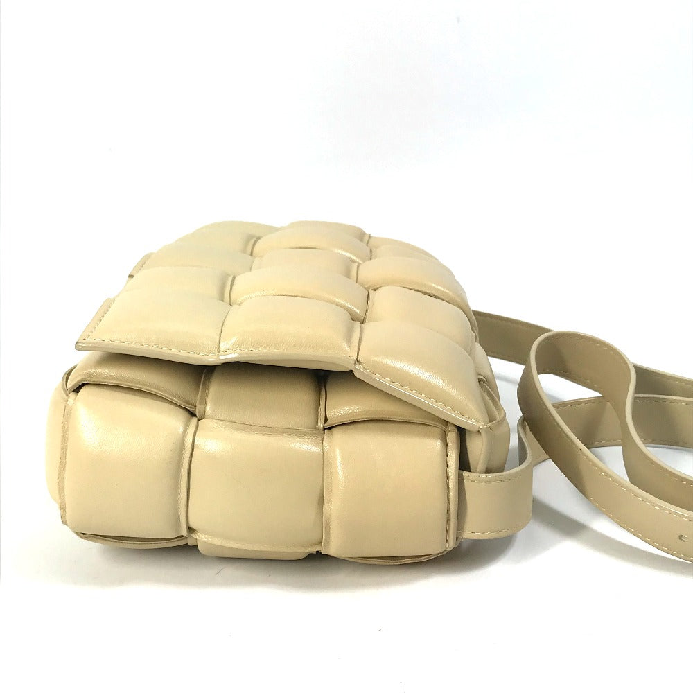 BOTTEGA VENETA 717506 Padded Cassette Shoulder Bag in Beige Leather