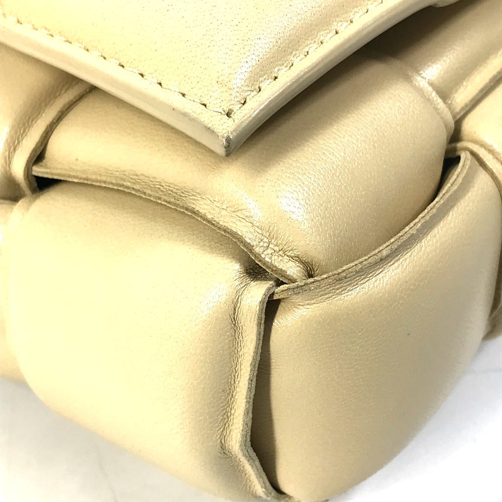 BOTTEGA VENETA 717506 Padded Cassette Shoulder Bag in Beige Leather