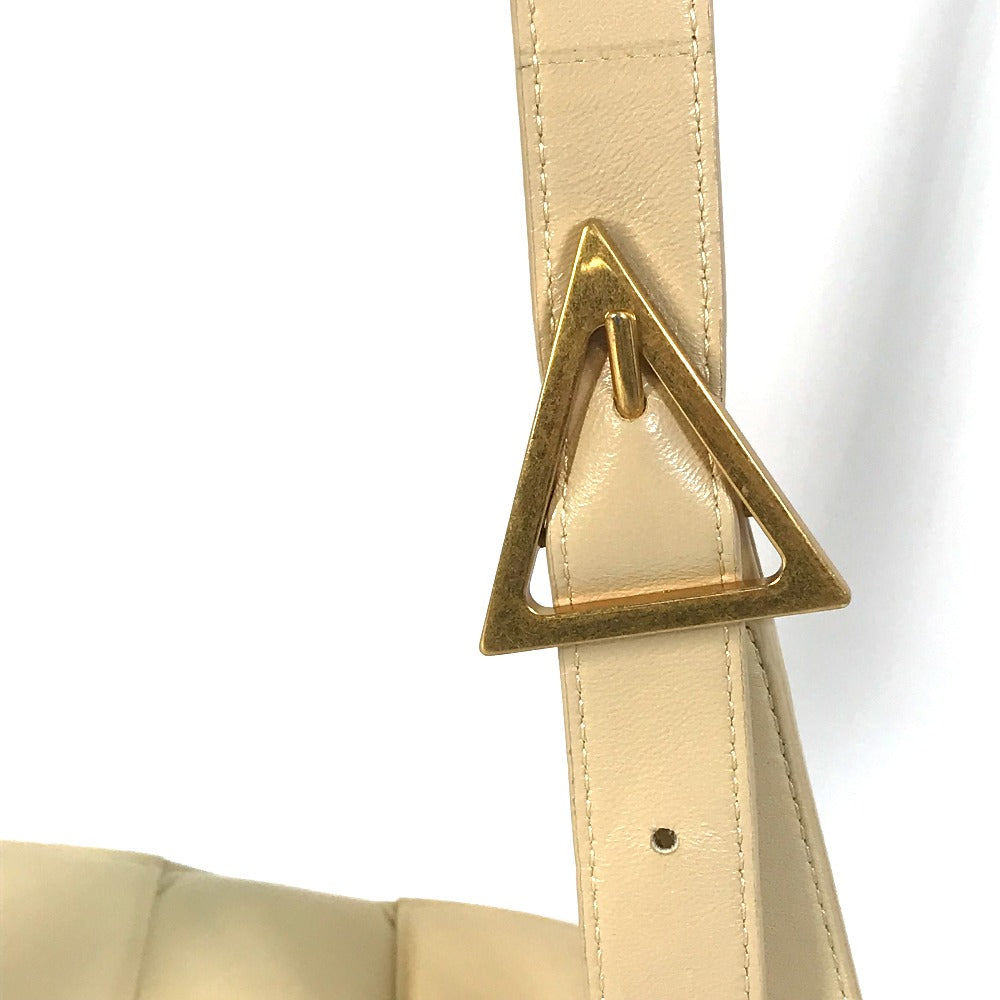 BOTTEGA VENETA 717506 Padded Cassette Shoulder Bag in Beige Leather