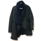 Lilidia Women's Shearling Fur Coat in Black and Dark Khaki