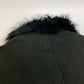 Lilidia Women's Shearling Fur Coat in Black and Dark Khaki