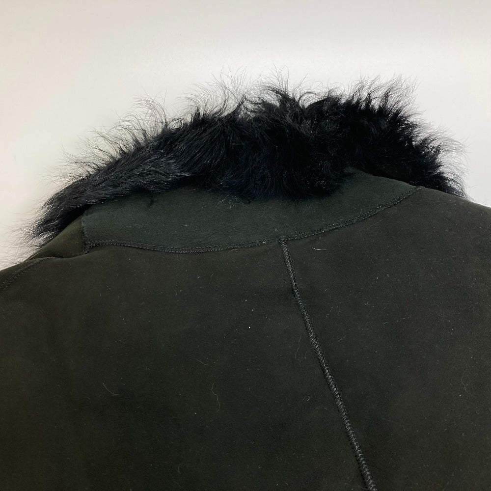 Lilidia Women's Shearling Fur Coat in Black and Dark Khaki