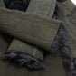 Lilidia Women's Shearling Fur Coat in Black and Dark Khaki