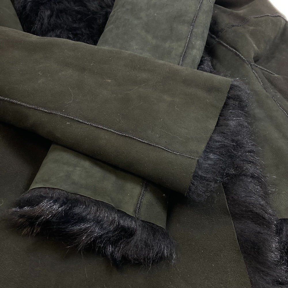 Lilidia Women's Shearling Fur Coat in Black and Dark Khaki