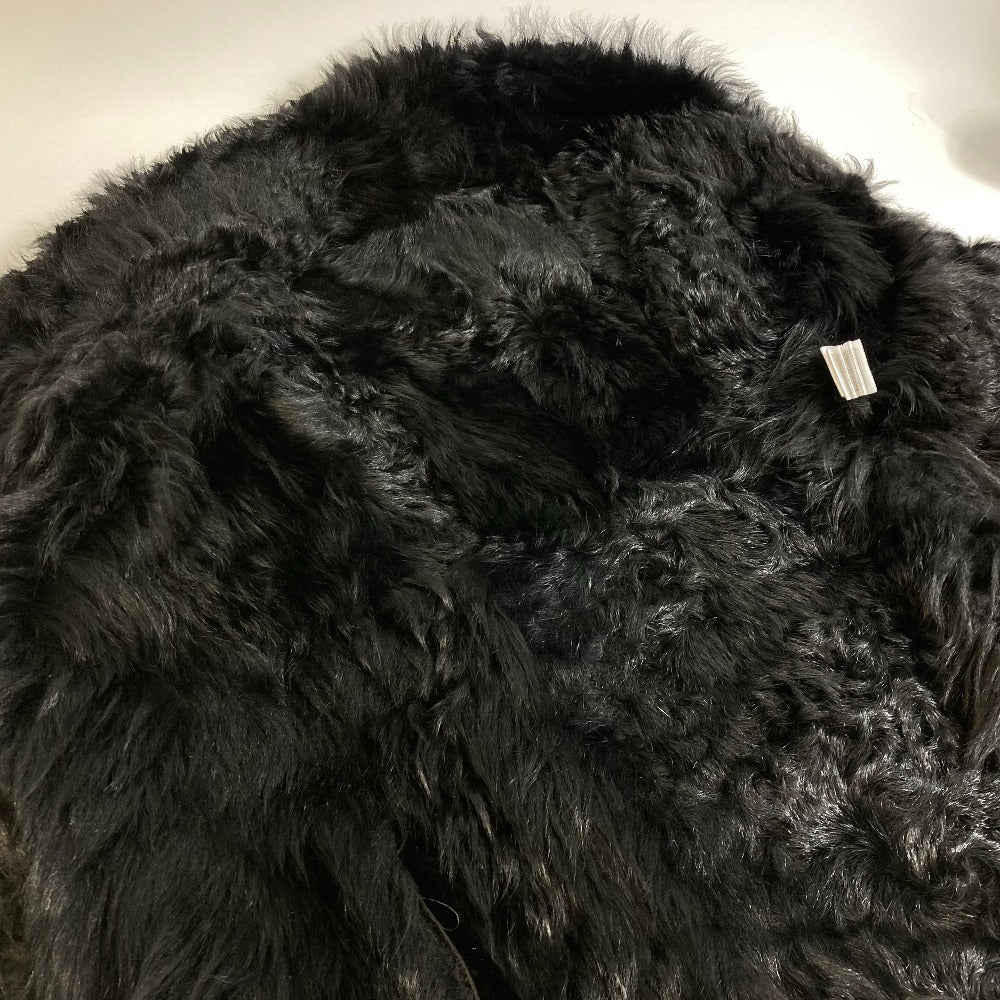 Lilidia Women's Shearling Fur Coat in Black and Dark Khaki