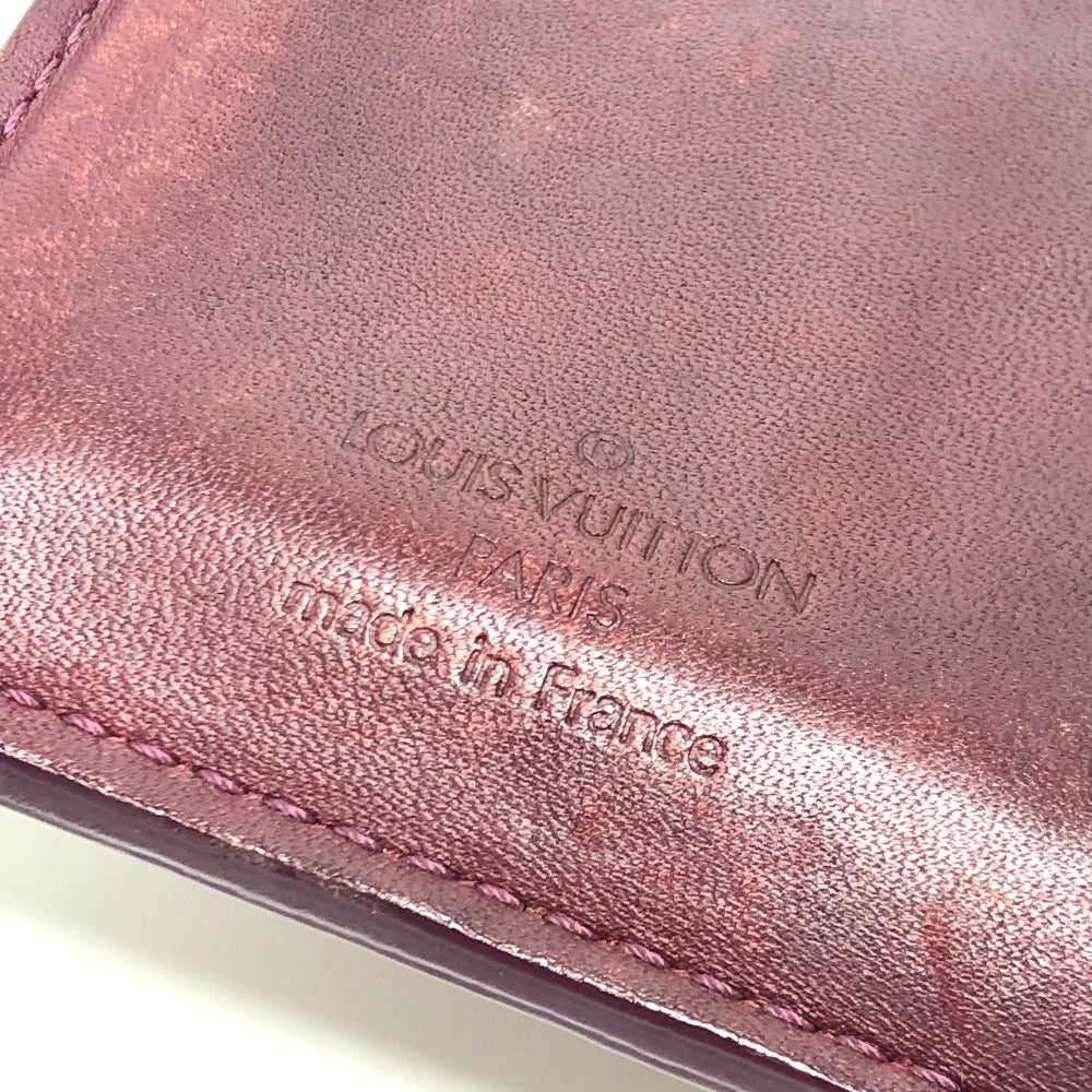 LOUIS VUITTON M91524 Portefeuille Viennois Clasp Bi-fold Wallet Monogram Vernis Women's Rouge Fauvist Wine Red