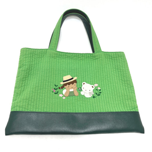 familia Shoulder Bag Pionunnal Collaboration Handbag, Denim Bag Tote Bag cotton Green Used