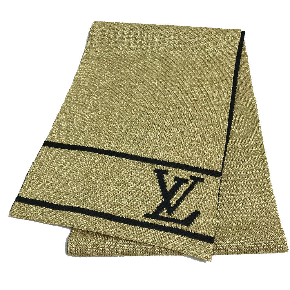 LOUIS VUITTON M76167 Echarpe Glitter Wool Scarf for Women, Gold and Black