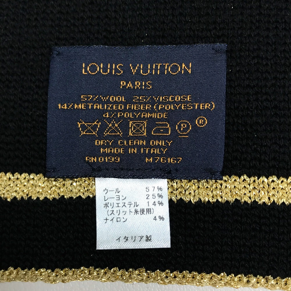 LOUIS VUITTON M76167 Echarpe Glitter Wool Scarf for Women, Gold and Black