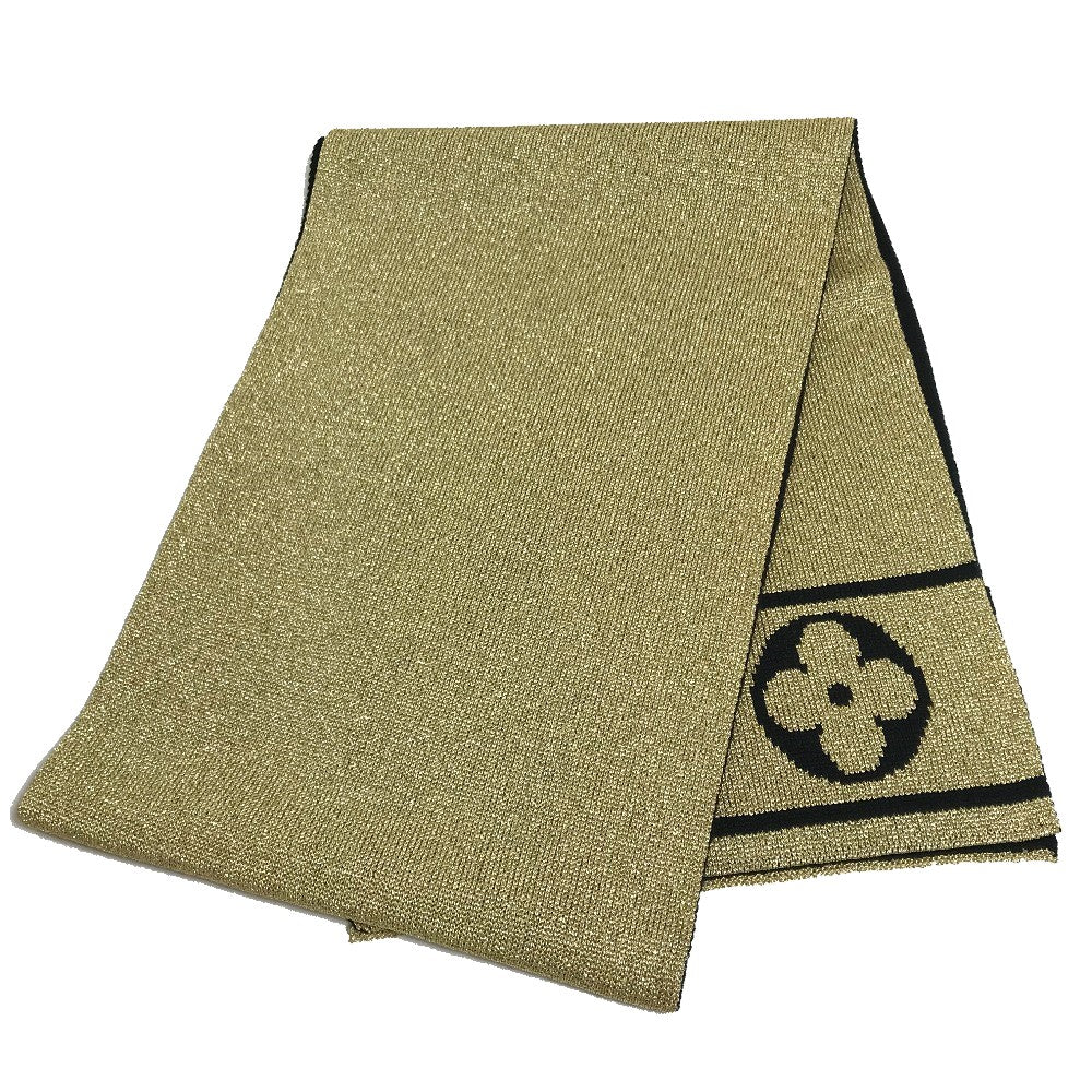 LOUIS VUITTON M76167 Echarpe Glitter Wool Scarf for Women, Gold and Black