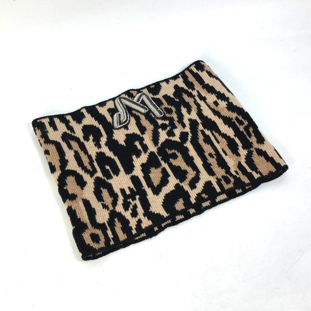 LOUIS VUITTON M74049 Leopard Print Snood with LV Leogram Sequins, Wool Scarf, Women's, Brown