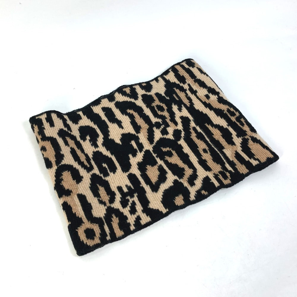 LOUIS VUITTON M74049 Leopard Print Snood with LV Leogram Sequins, Wool Scarf, Women's, Brown