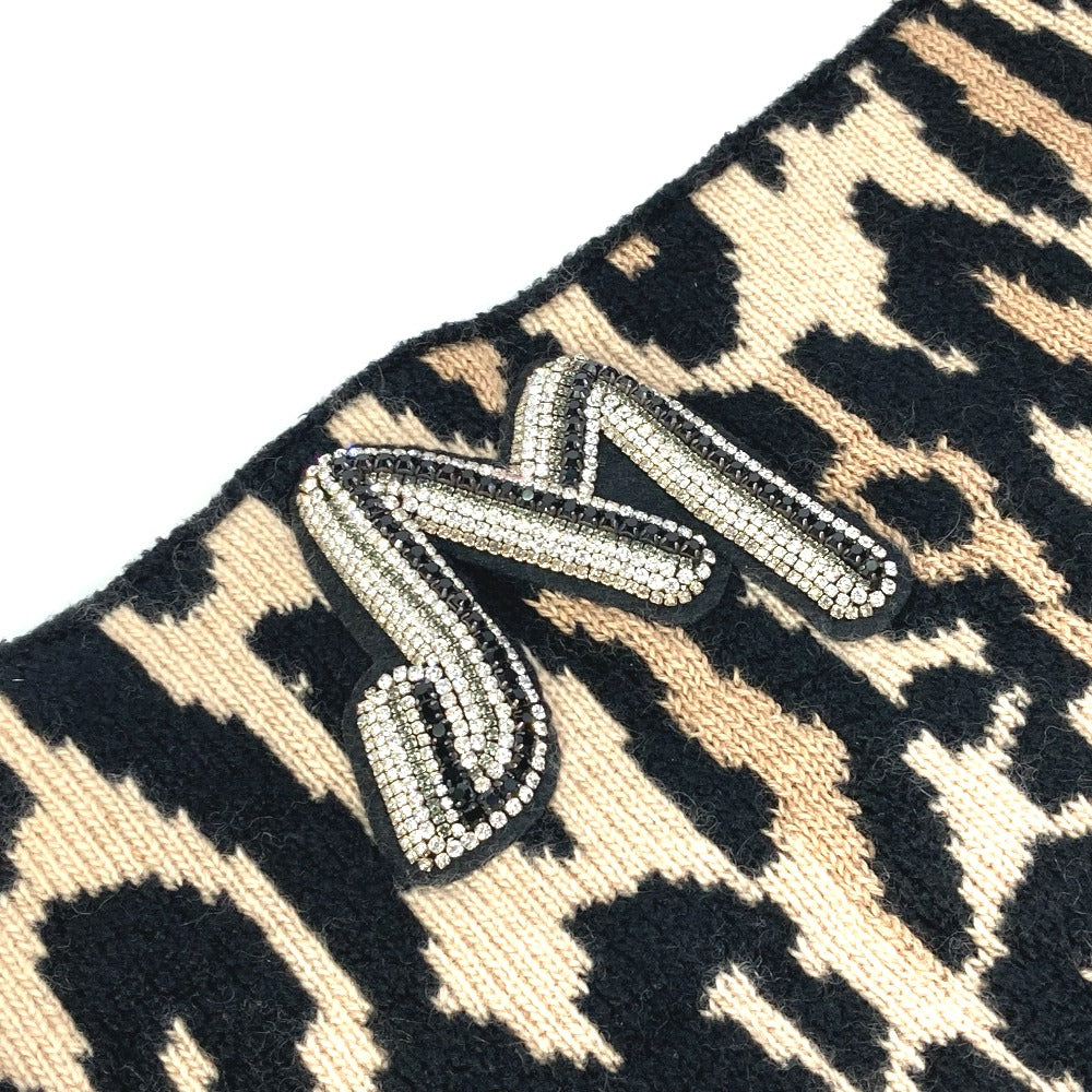LOUIS VUITTON M74049 Leopard Print Snood with LV Leogram Sequins, Wool Scarf, Women's, Brown